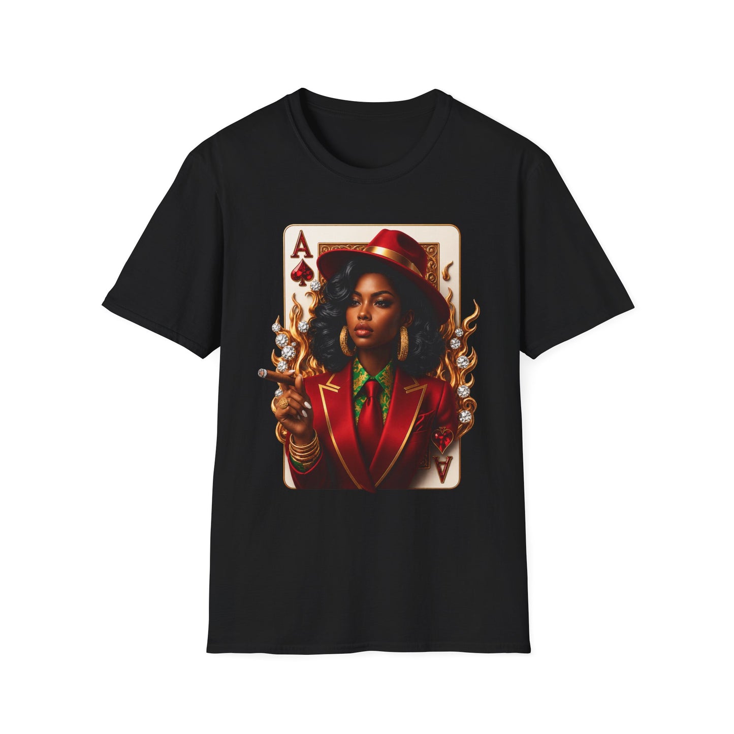 Ace of Spades Queen Playing Card T-Shirt — Bold Afrocentric Portrait Tee