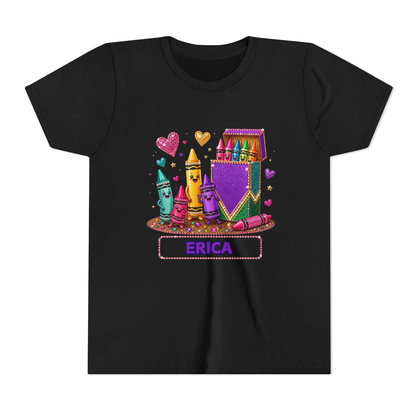 Kids Crayon Box Personalized Tee — Cute Colorful Art Shirt with Name