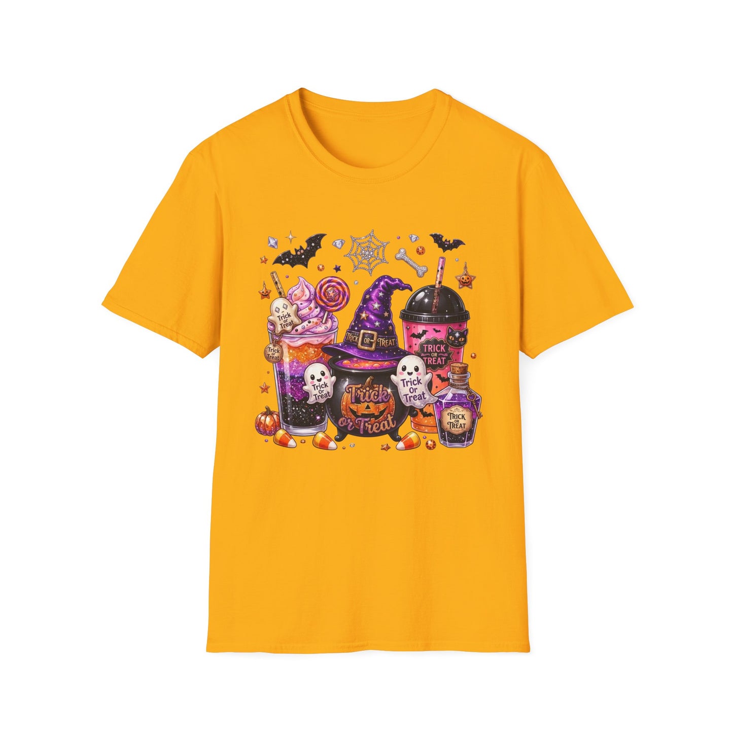 Halloween Candy & Cauldron T-Shirt — Trick or Treat Witchy Sweets Tee