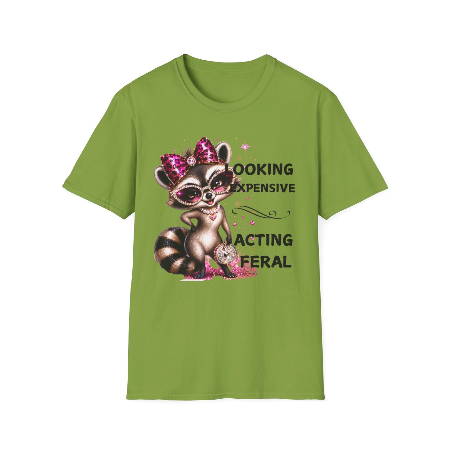 Raccoon Graphic Tee — "Looking Expensive, Acting Dishevelal" Cute Bling Animal Shirt
