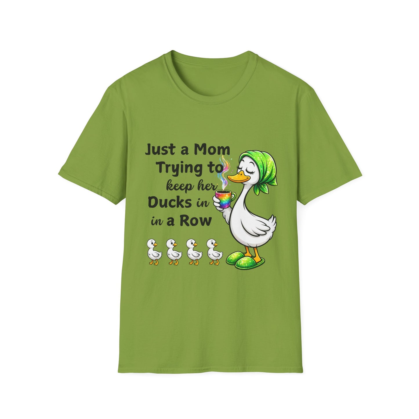 Funny Mom Duck Shirt – Just a Mom Trying to Keep Her Ducks in a Row, Cute Mom Life Graphic Tee