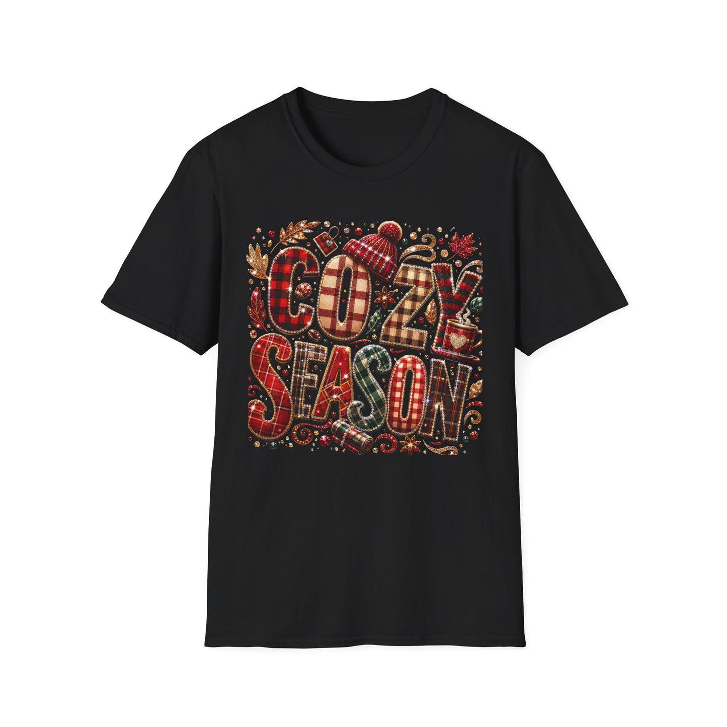 Cozy Season T-Shirt — Plaid Winter Holiday Graphic