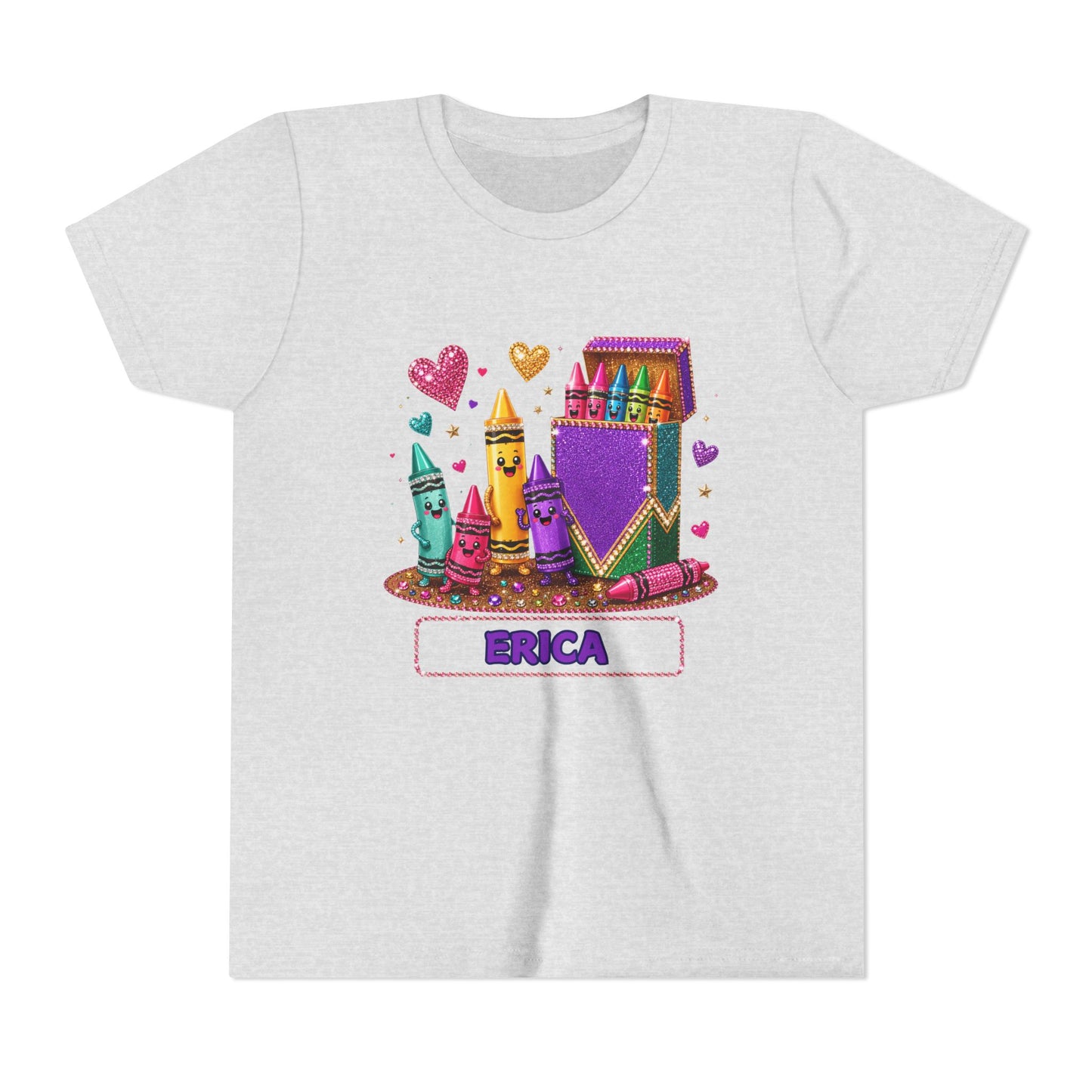 Kids Crayon Box Personalized Tee — Cute Colorful Art Shirt with Name