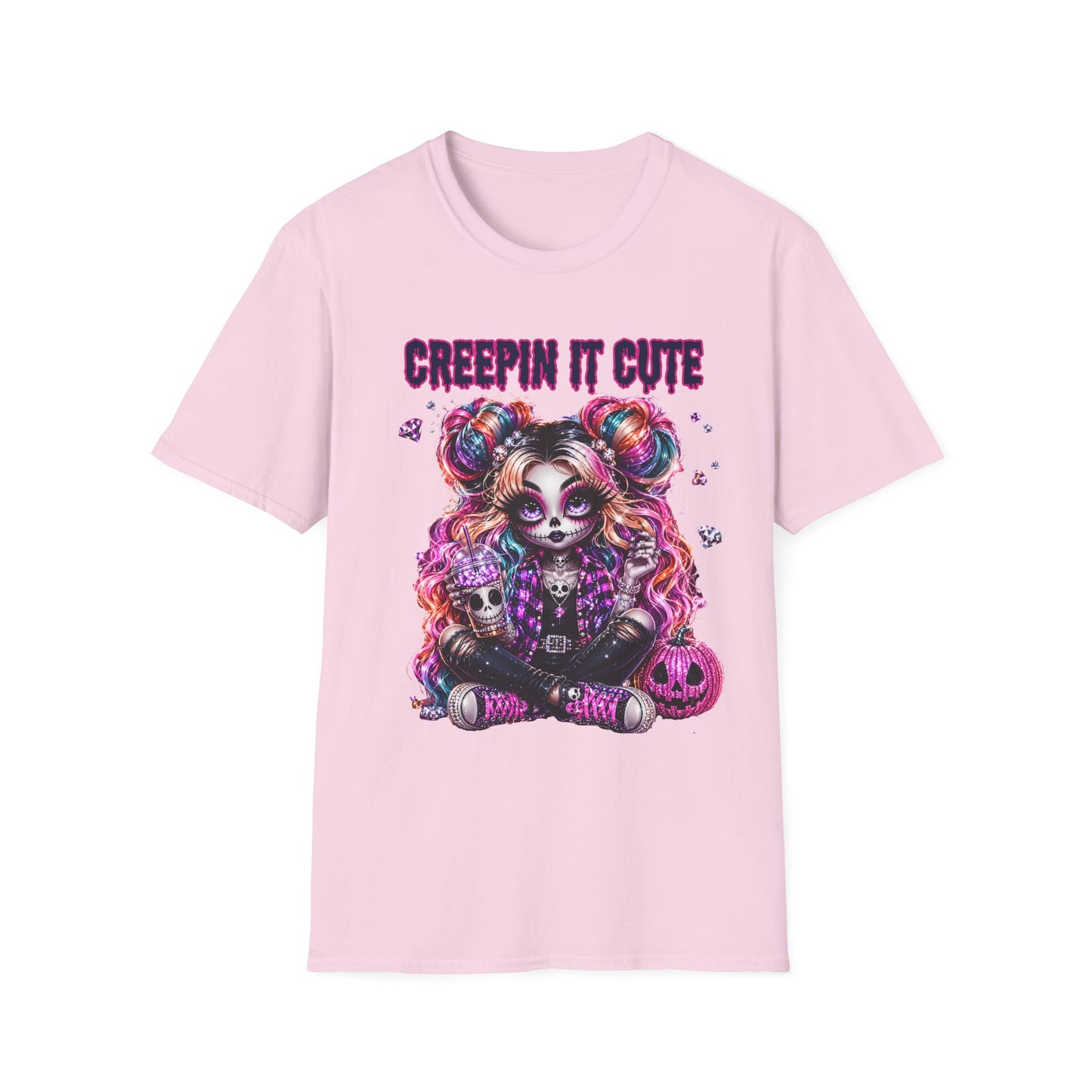Creepin' It Cute T-Shirt — Colorful Gothic Sugar Skull Design