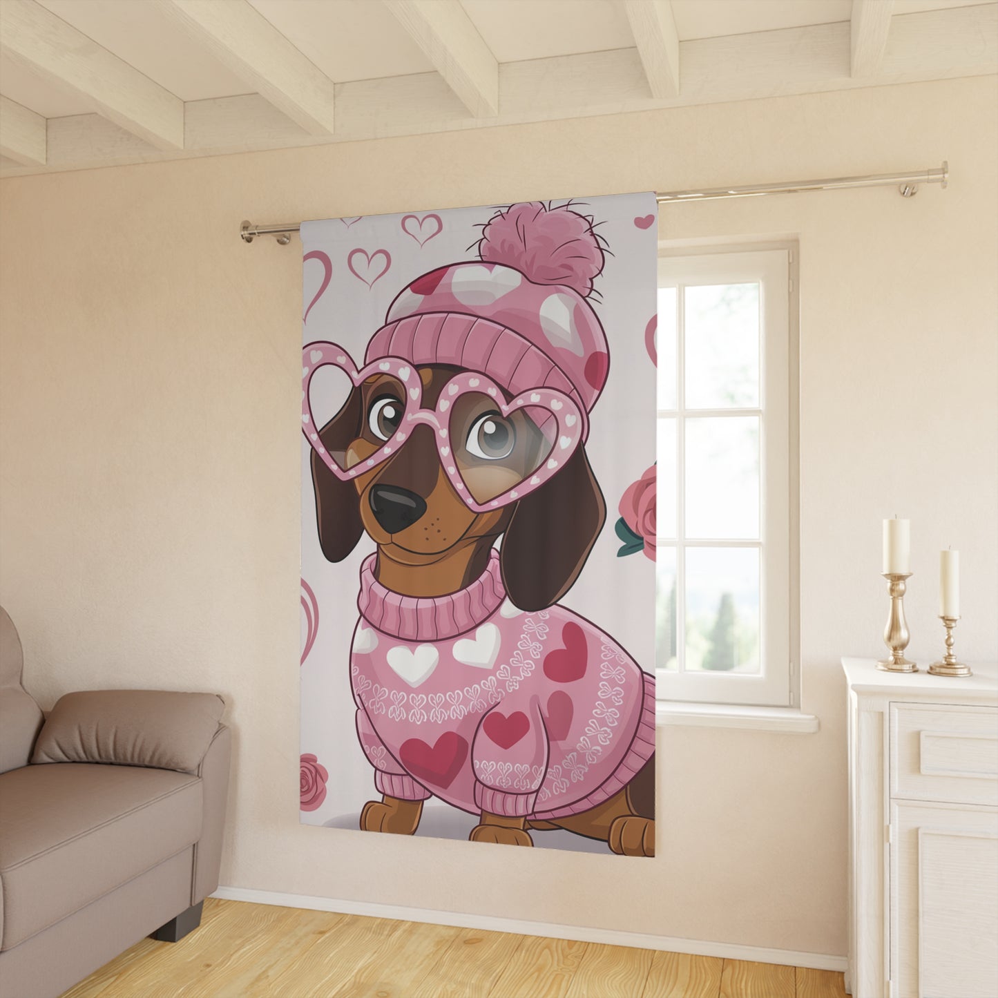 Sweetheart Doxie Drapes (1 Piece)/ Matching Pillow Shams & Comforter Also Available!