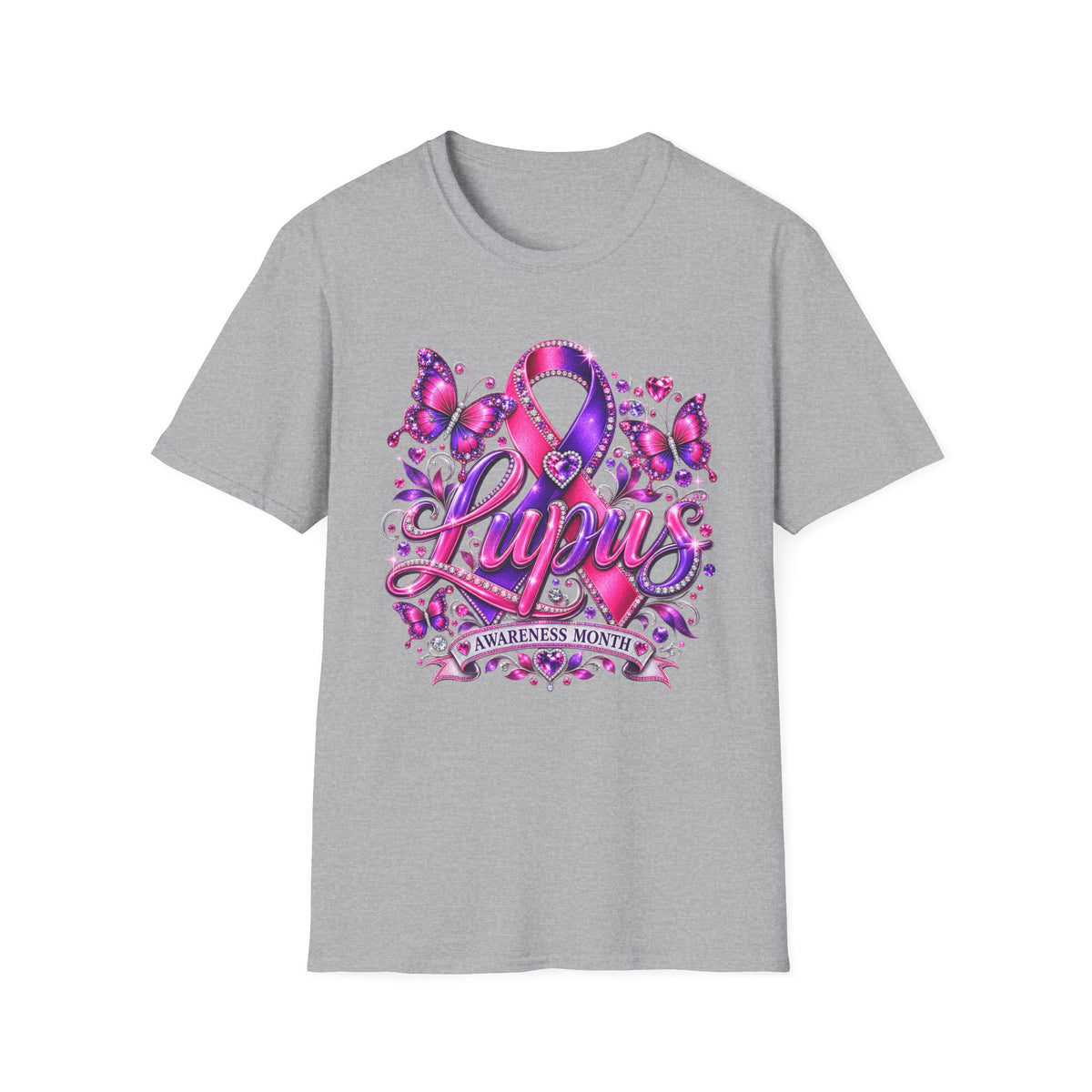 Lupus Awareness T-Shirt — Purple Ribbon & Butterflies Empowerment Tee