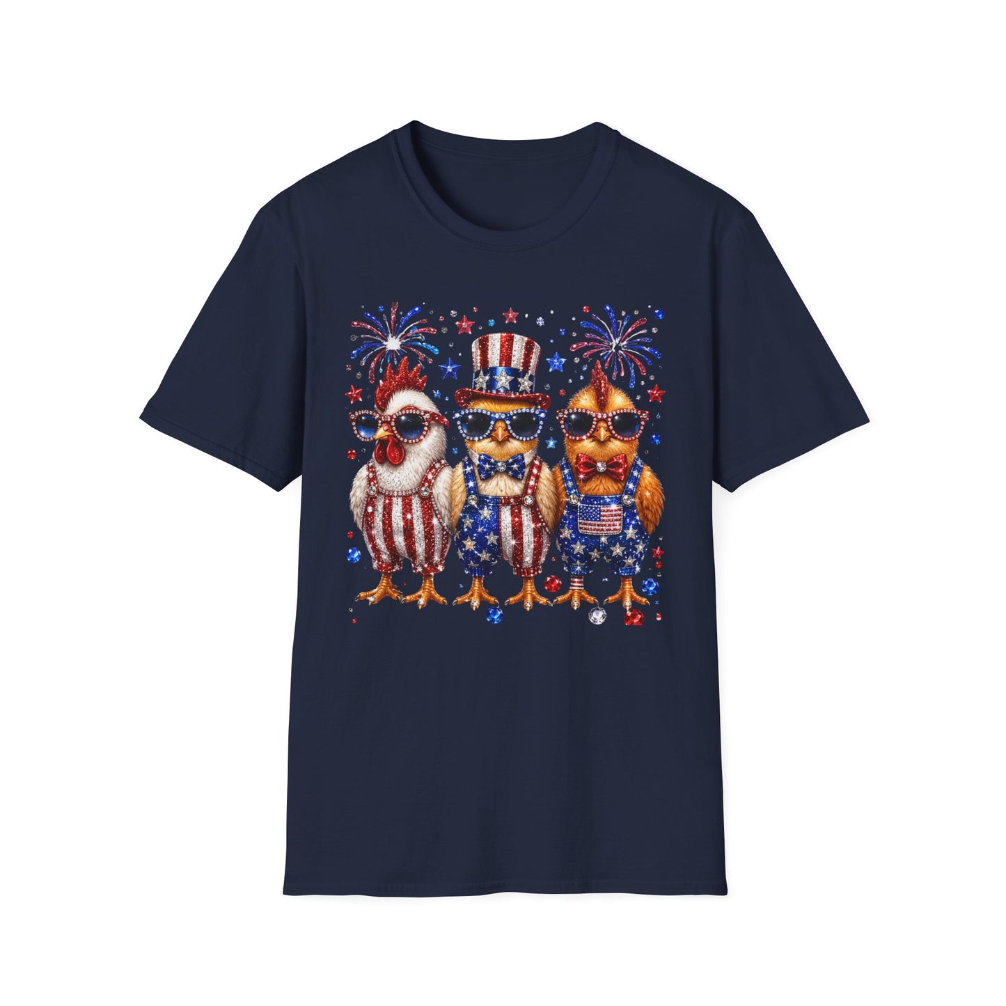 Patriotic Chickens T-Shirt — 4th of July USA Fireworks Tee