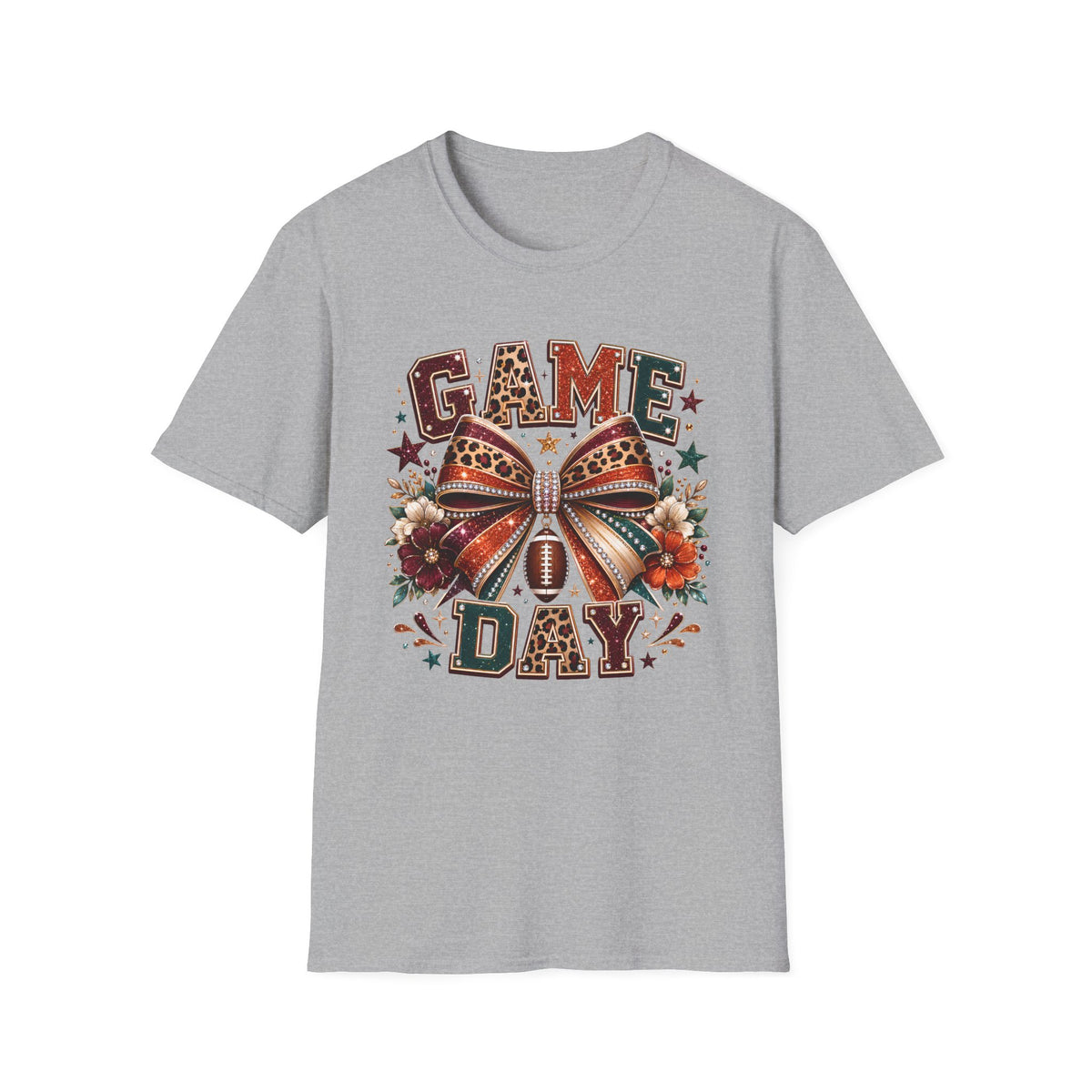 Game Day T‑Shirt — Leopard Bow Football Spirit Tee