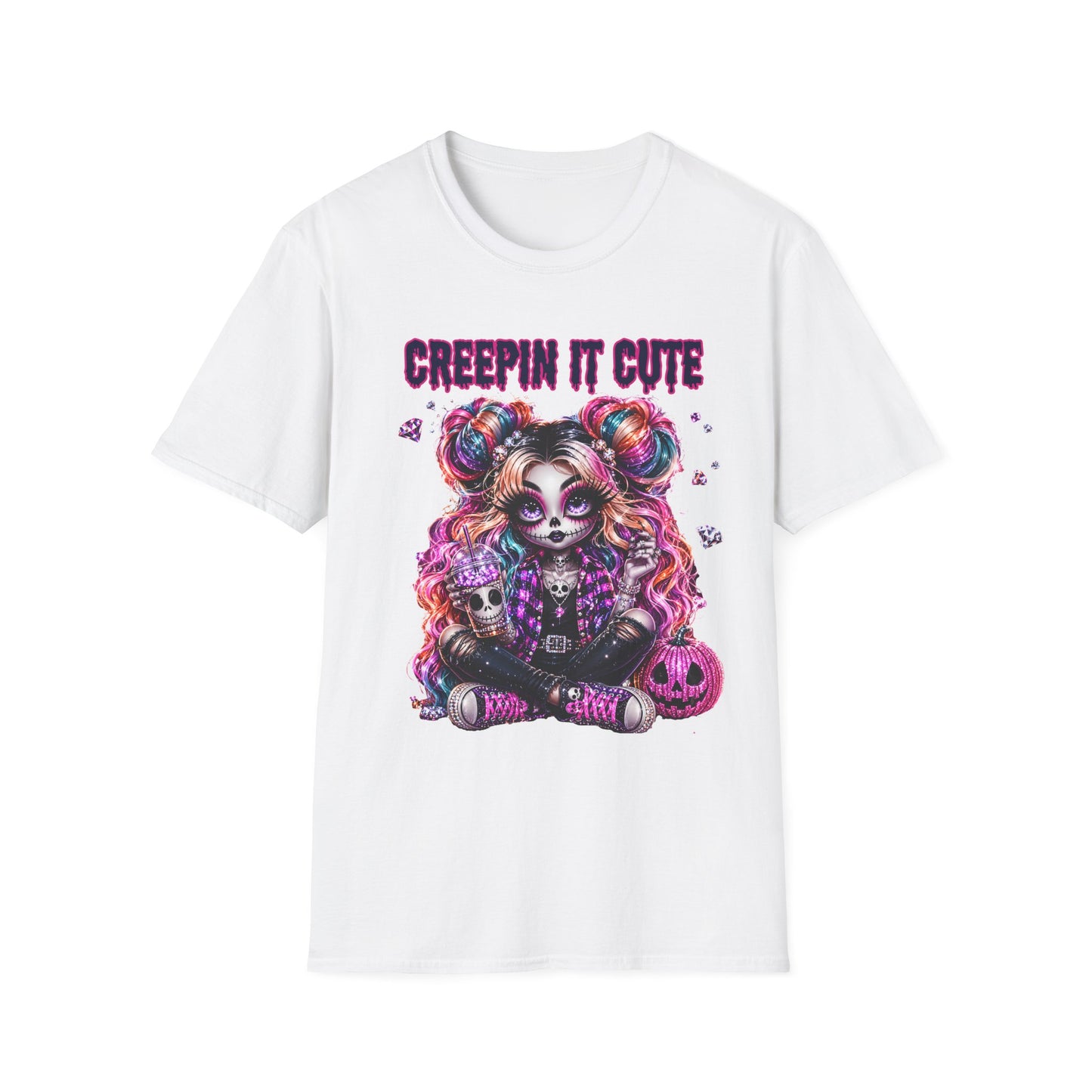 Creepin' It Cute T-Shirt — Colorful Gothic Sugar Skull Design