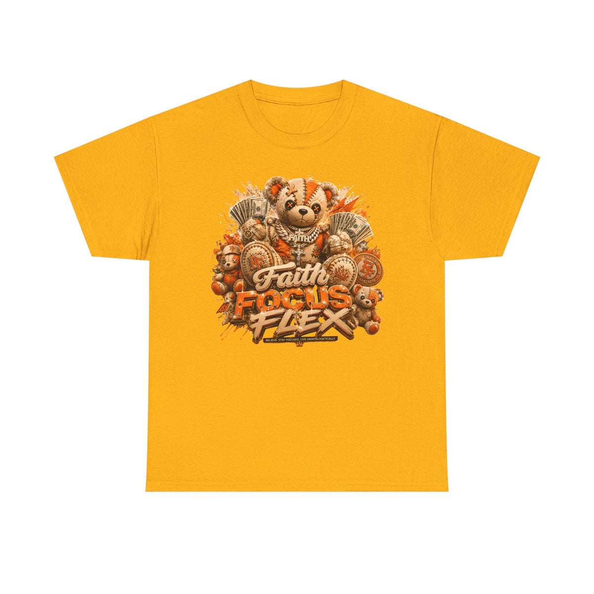 Faith, Focus, Flex Teddy Bear Graphic Tee