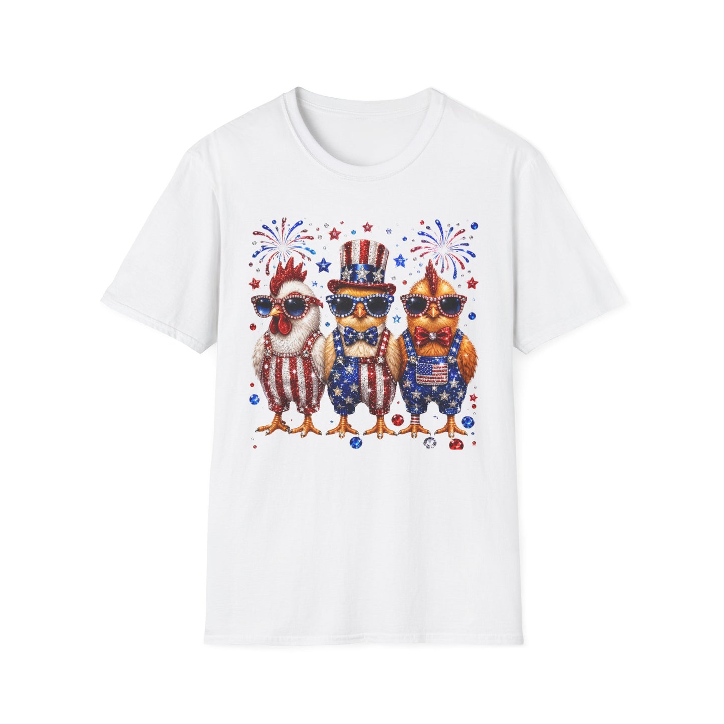 Patriotic Chickens T-Shirt — 4th of July USA Fireworks Tee