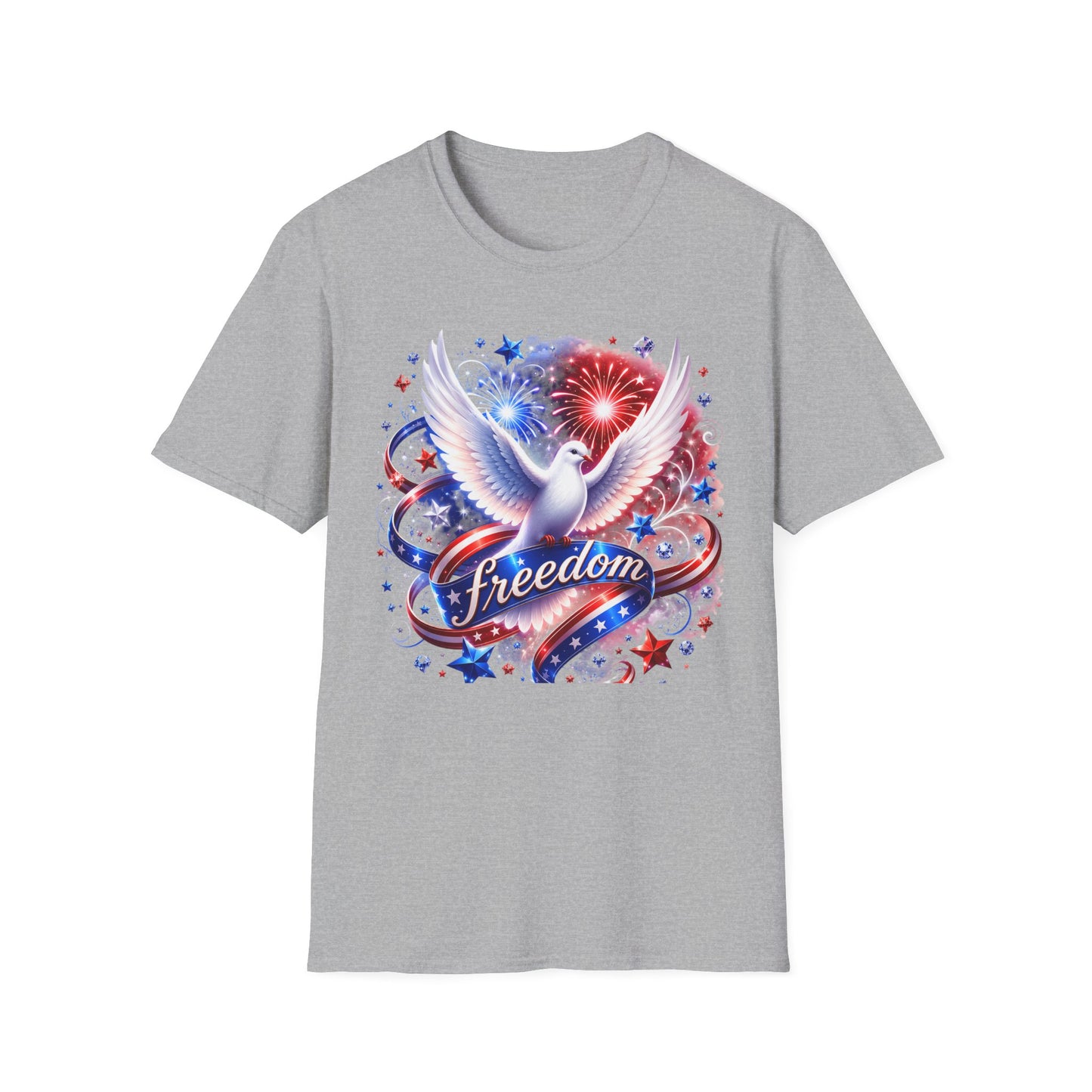 Freedom Dove T-Shirt — Patriotic American Flag Fireworks Tee