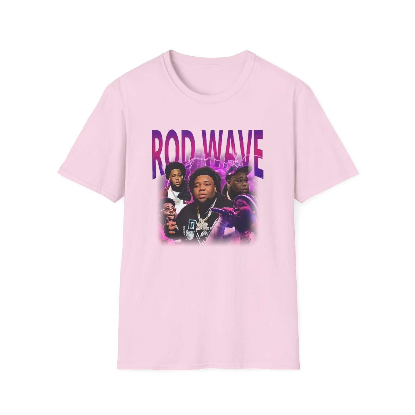 Rod Wave Graphic Unisex Tee – Purple Lightning Collage Shirt – Fan Art T-Shirt for Music Lovers