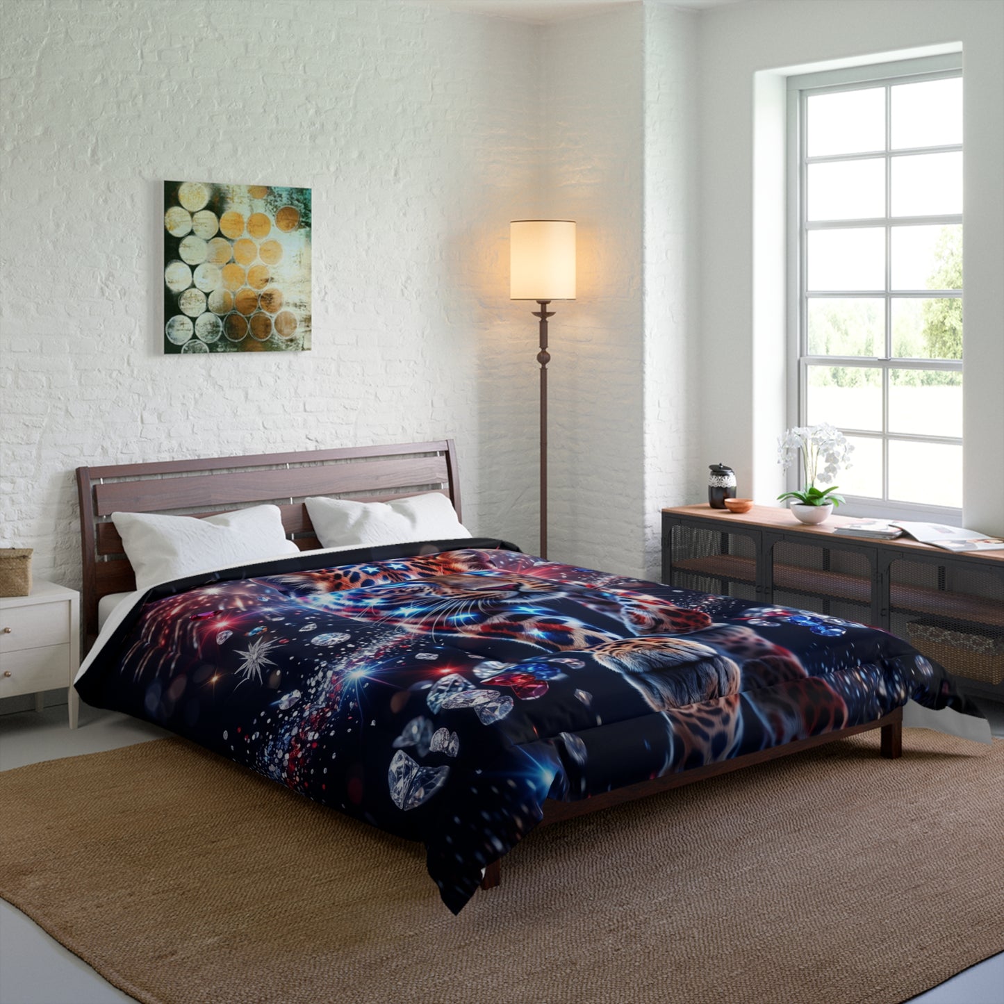 Galaxy Leopard Comforter — Cosmic Jewel Leopard Bedding for Teens & Wildlife Lovers