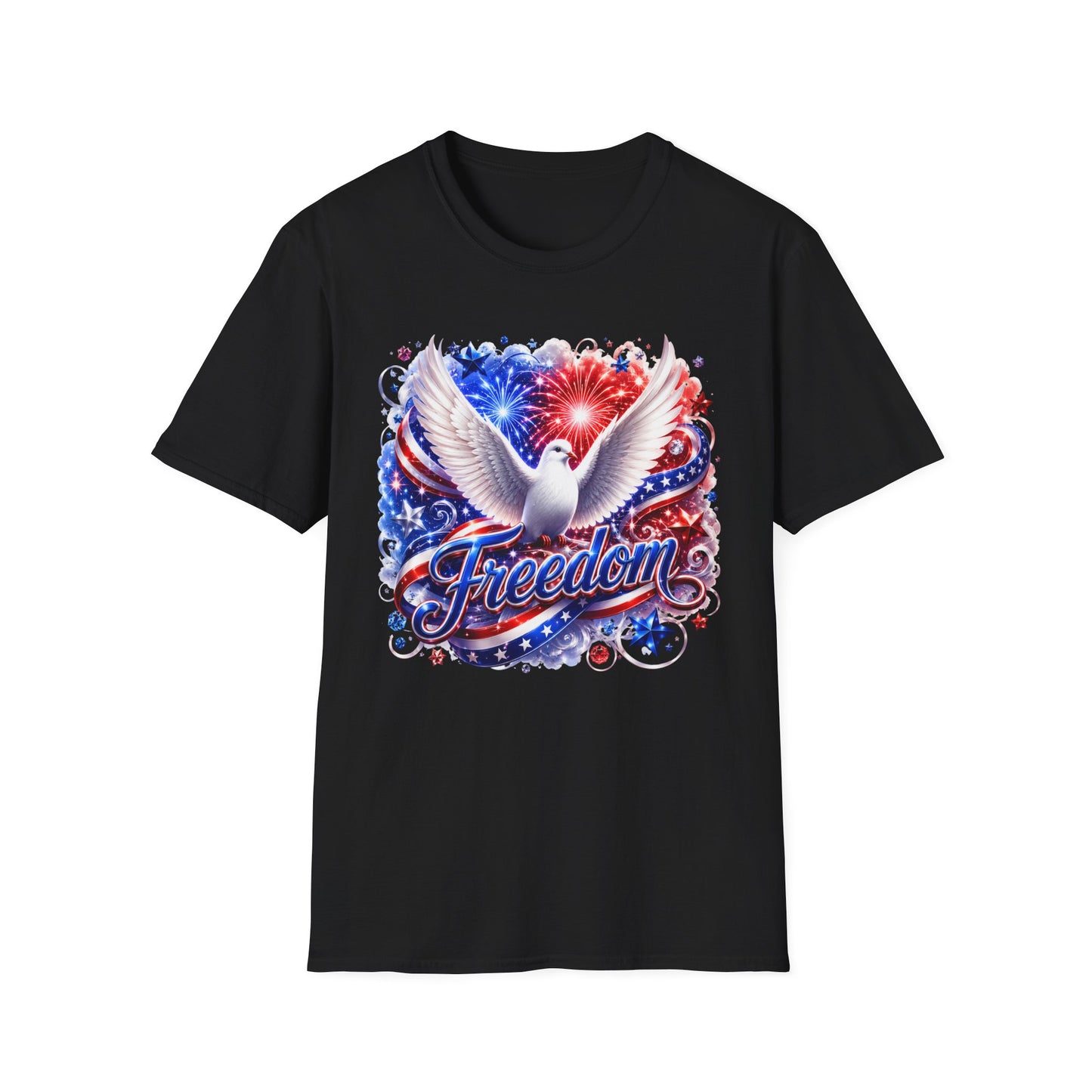 Freedom Dove T-Shirt — Patriotic USA 4th of July Fireworks Tee