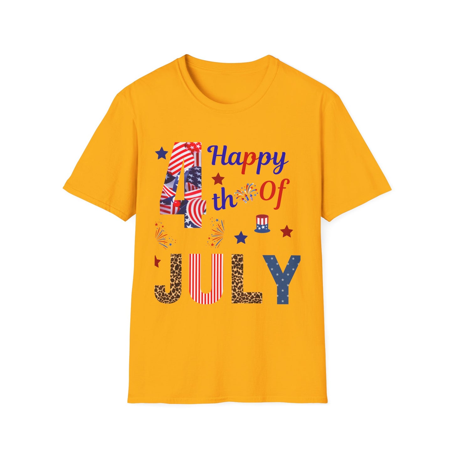 4th of July T-Shirt – "Happy 4th of July" Patriotic Stars & Stripes Tee