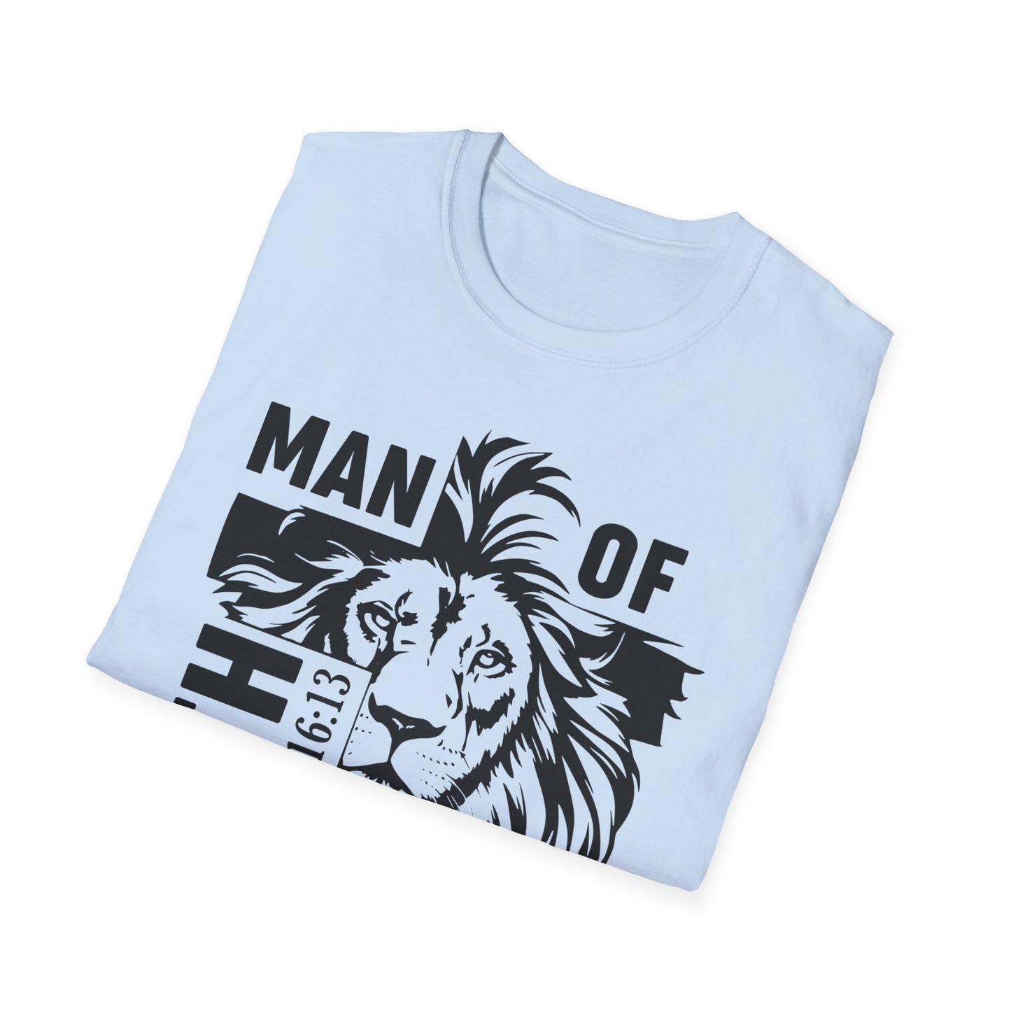 Man of Faith – Lion of Strength Softstyle Tee   Man of Faith Lion Design - Christian Apparel