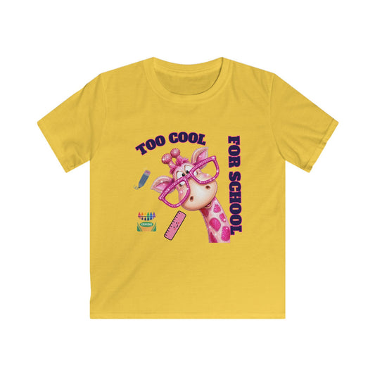 Kids Tee — "Too Cool for School" Giraffe Back-to-School Shirt