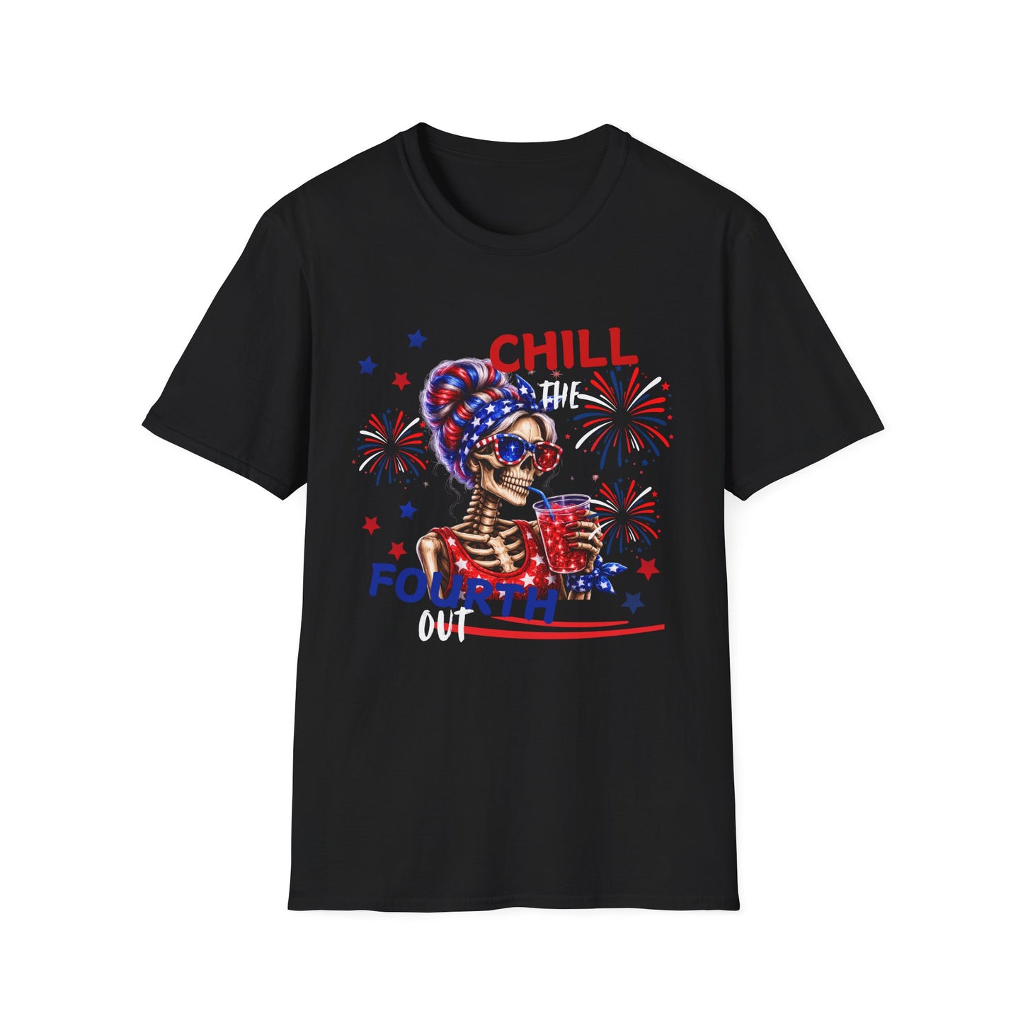 4th of July 'Chill' Skull Tee — Patriotic Fireworks Graphic T-Shirt