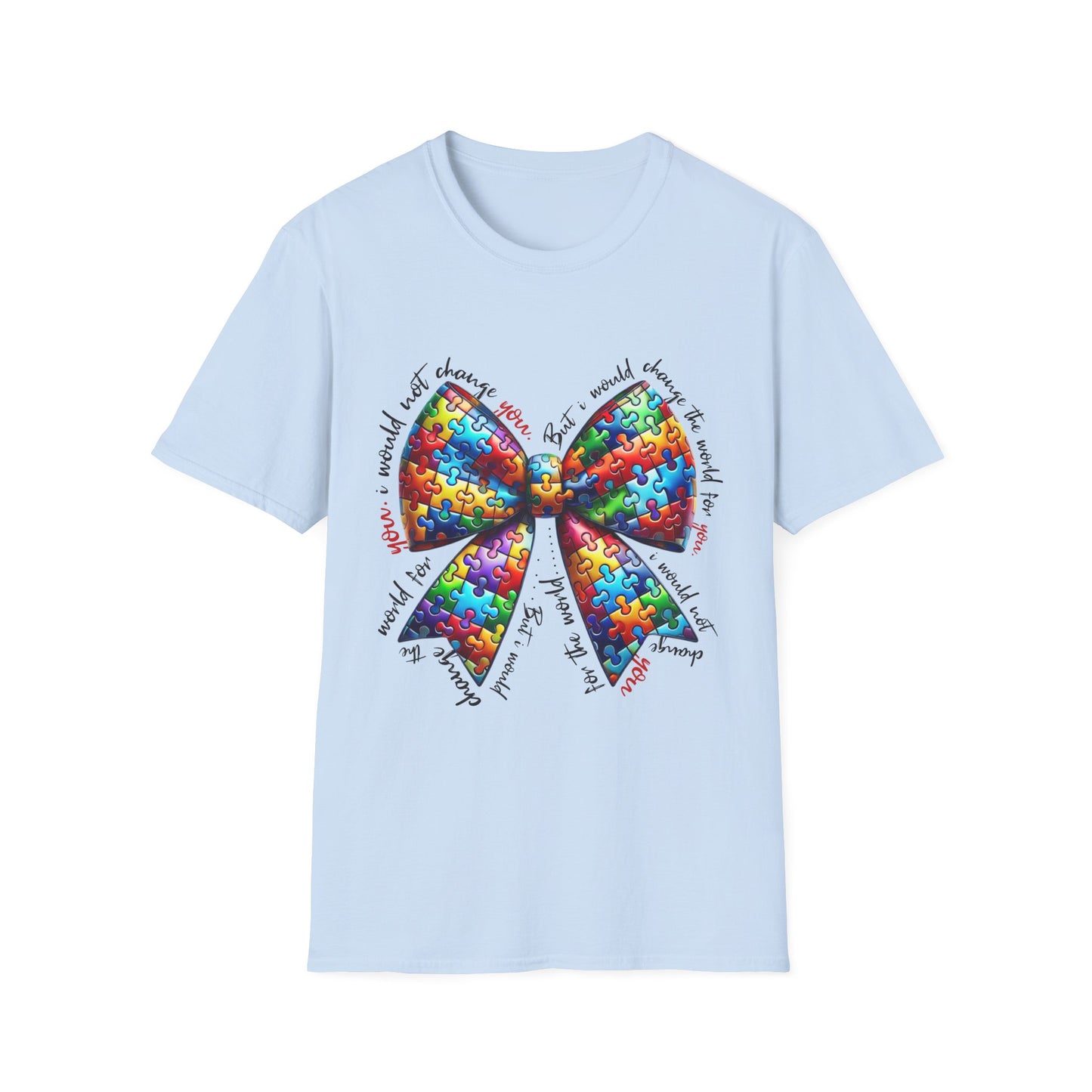 "Autism Pride Bow Tee – Change the World for You"