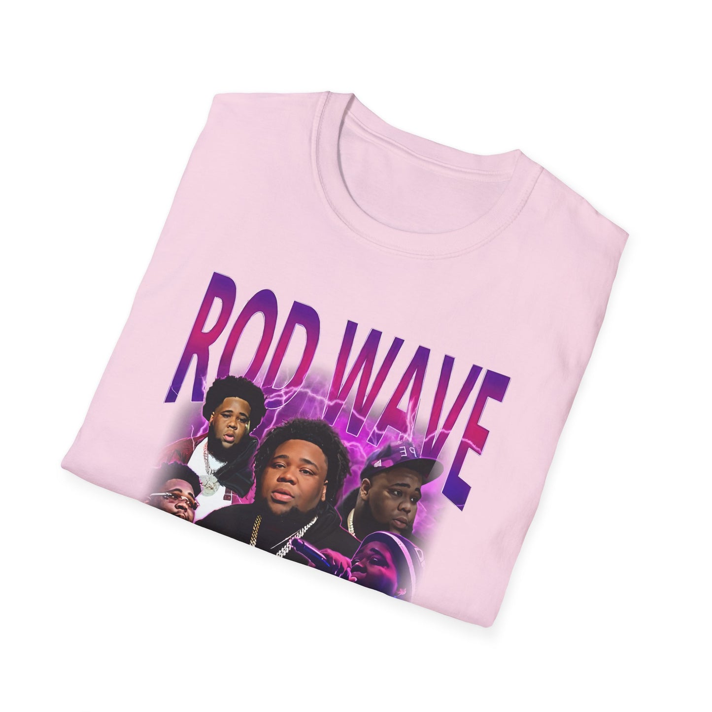 Rod Wave Graphic Unisex Tee – Purple Lightning Collage Shirt – Fan Art T-Shirt for Music Lovers