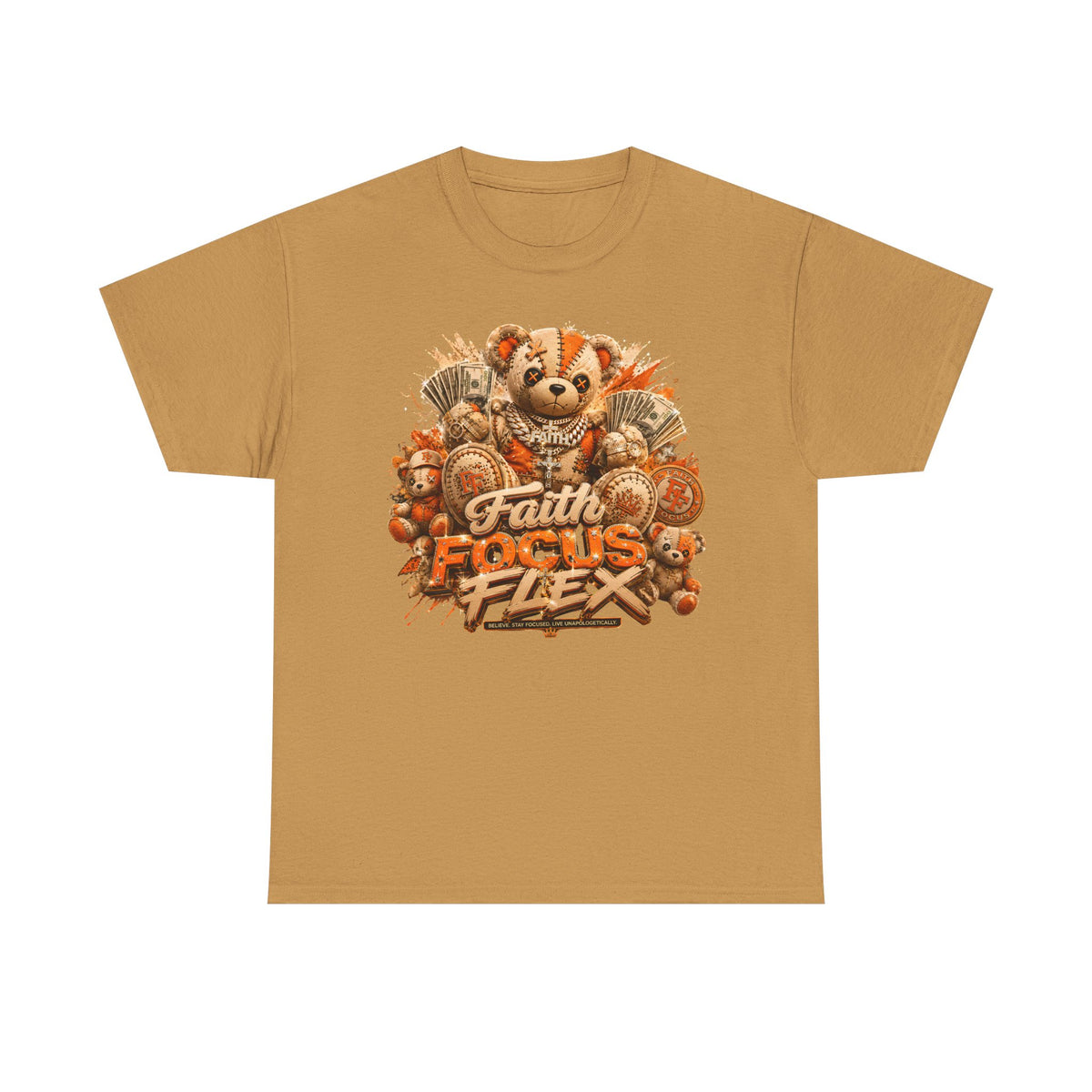 Faith, Focus, Flex Teddy Bear Graphic Tee