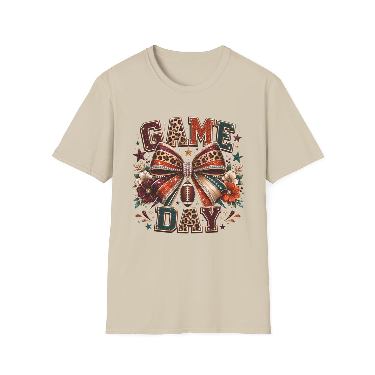 Game Day T‑Shirt — Leopard Bow Football Spirit Tee