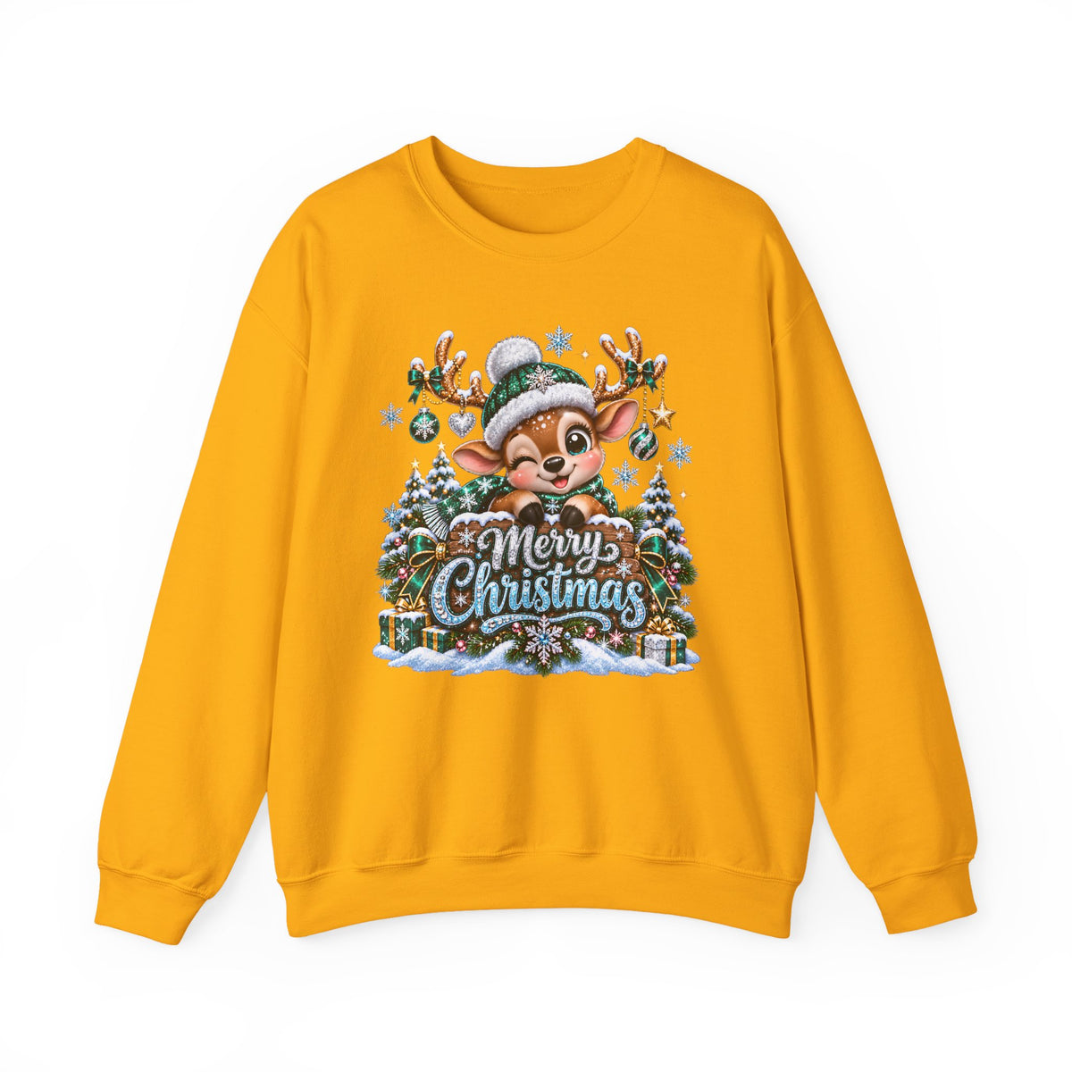 Christmas Reindeer Crewneck Sweatshirt — Merry Christmas Cute Holiday Sweater