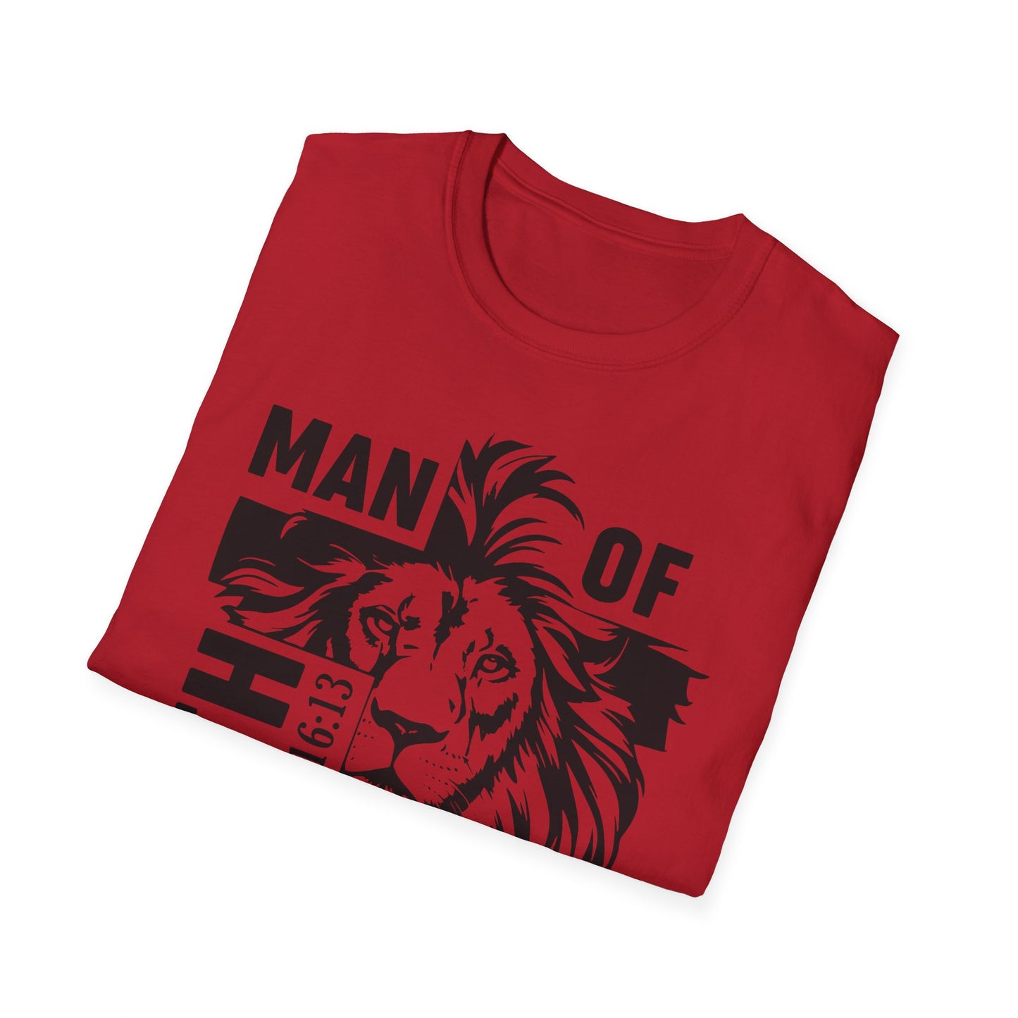 Man of Faith – Lion of Strength Softstyle Tee   Man of Faith Lion Design - Christian Apparel