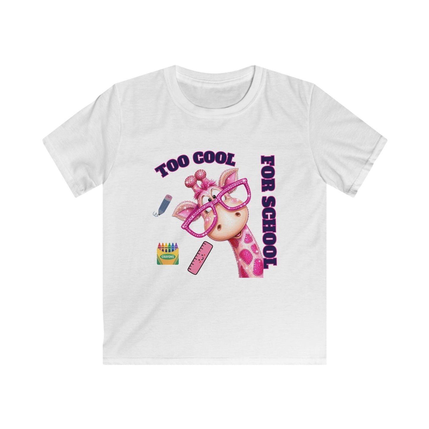 Kids Tee — "Too Cool for School" Giraffe Back-to-School Shirt