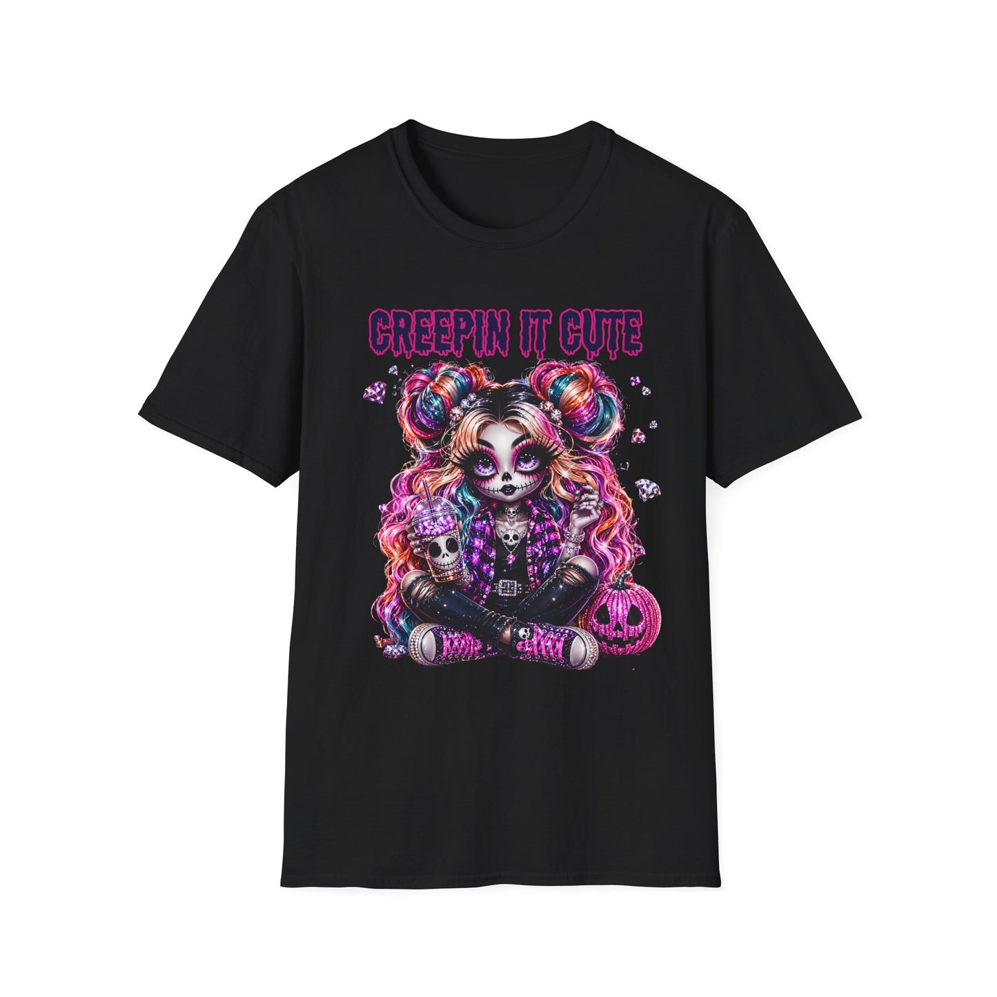 Creepin' It Cute T-Shirt — Colorful Gothic Sugar Skull Design