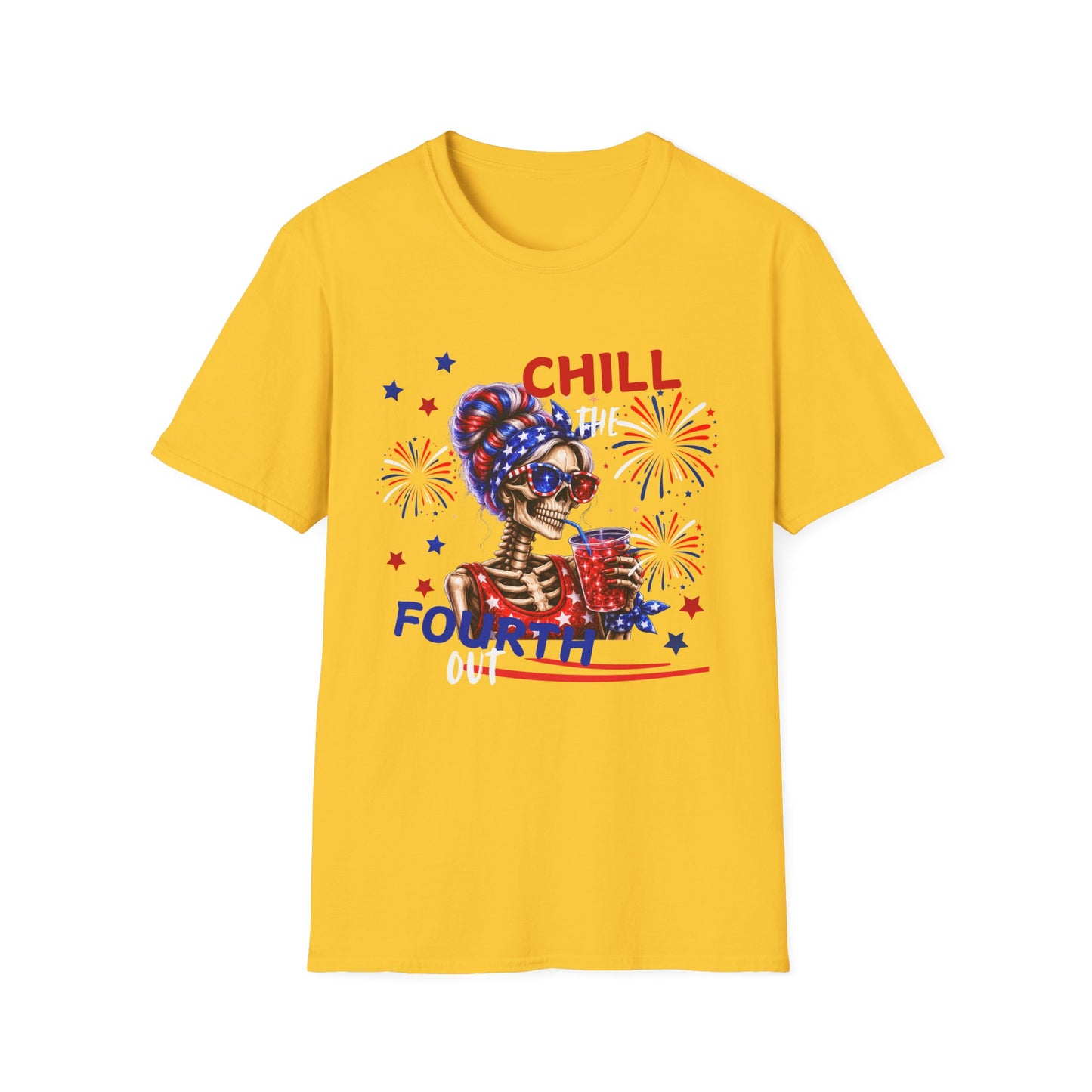 4th of July 'Chill' Skull Tee — Patriotic Fireworks Graphic T-Shirt