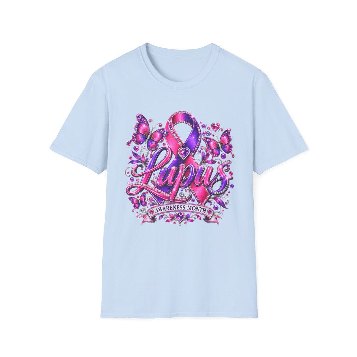 Lupus Awareness T-Shirt — Purple Ribbon & Butterflies Empowerment Tee