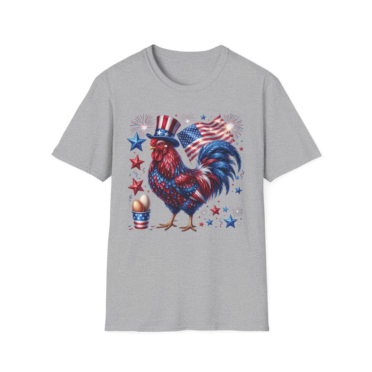 Patriotic Rooster T-Shirt — American Flag USA 4th of July Tee