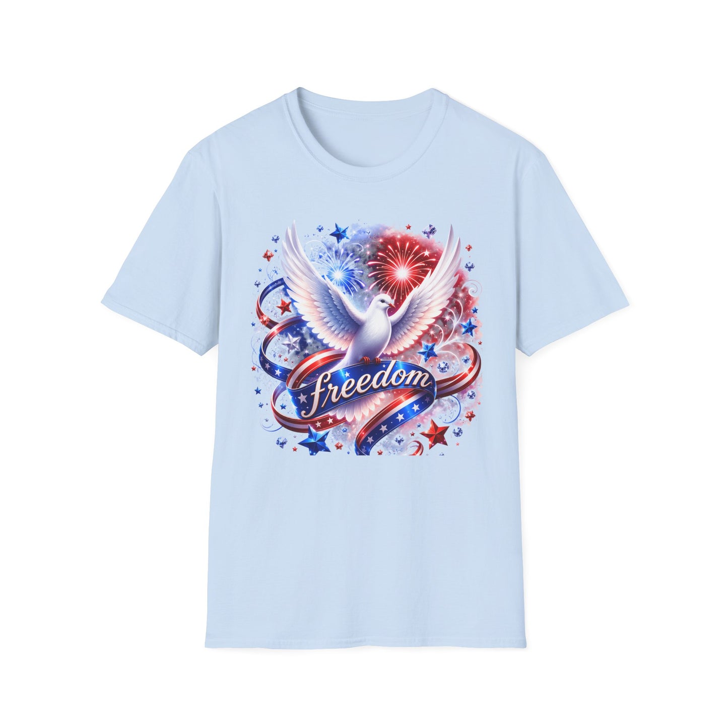 Freedom Dove T-Shirt — Patriotic American Flag Fireworks Tee