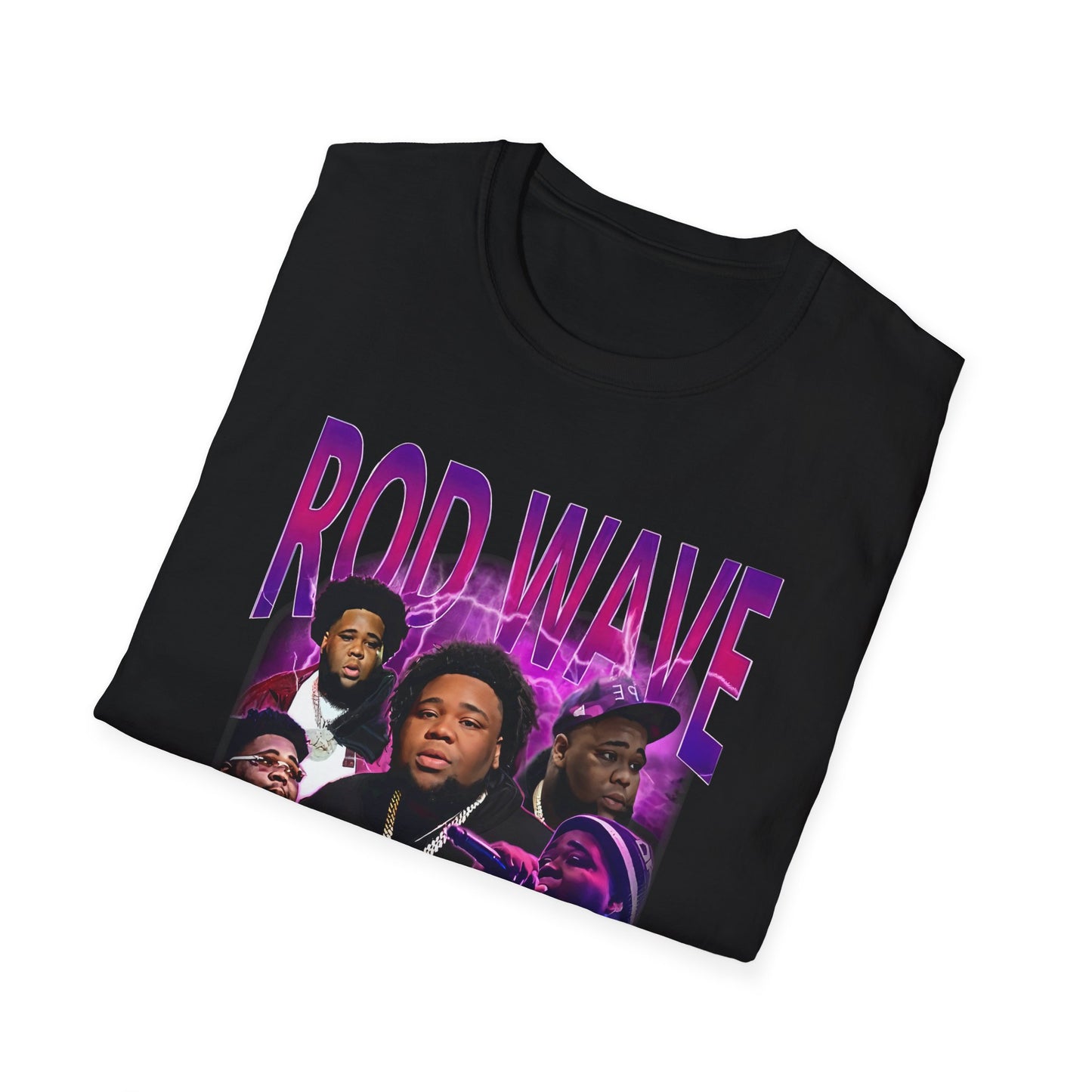 Rod Wave Graphic Unisex Tee – Purple Lightning Collage Shirt – Fan Art T-Shirt for Music Lovers
